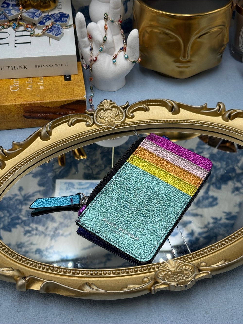 🆕 KURT GEIGER LONDON 🧿 NWOT Rainbow Shop 690 Card Holder in Multi Rainbow